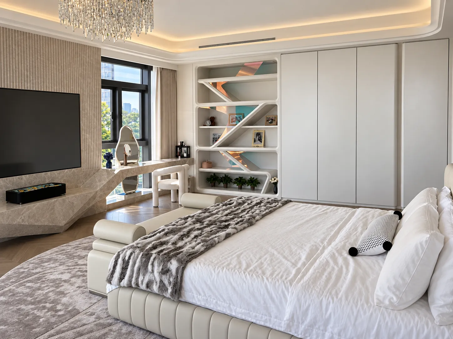 Bedroom | Storage around a media niche
